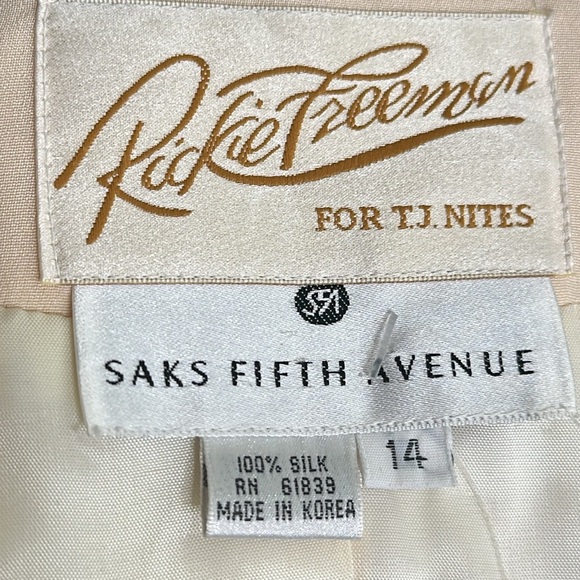Rickie freeman for Teri Jon nites saks fifth Avenue slik pantsuit size 14 peach - Picture 11 of 12